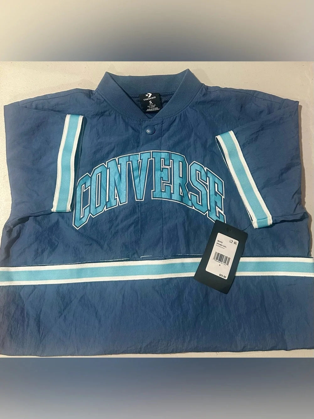 Converse Blue Pullover Shirt with Light Blue & White Stripes